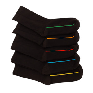 Seamless Feel Classic Socks with Guiding Line Black (Pack of 5)