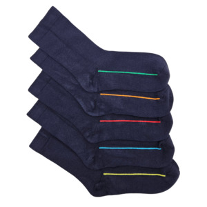 Seamless Feel Classic Socks with Guiding Line in Navy (Pack of 5)