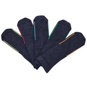 Seamless Feel Easy-on Socks with Guiding Line Navy (Pack of 5)