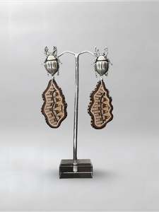 Beetle Brown Abstract Earrings