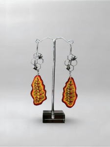 Xhuba Fusion Collection: Honeycomb Orange Abstract Earrings