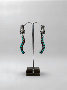 Xhuba Fusion Collection: Beetle Teal Slender Earrings