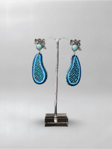 Xhuba Fusion Collection: Turqoise Stone Curved Earrings