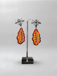 Honeybee Orange Purple Abstract Earrings