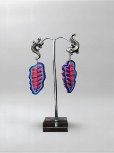 Xhuba Fusion Collection: Axolotl Blue Pink Abstract Earrings