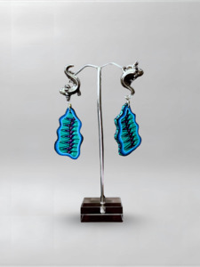 Axolotl Teal Purple Abstract Earrings