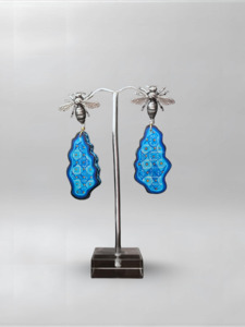 Xhuba Fusion Collection: Honeybee Blue Abstract Earrings