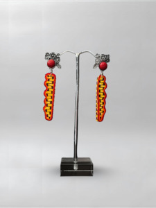 Xhuba Fusion Collection: Coral Stone Orange Slender Earrings