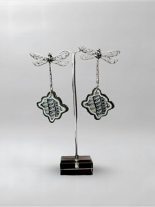 Dragonfly Black White Pillow Earrings