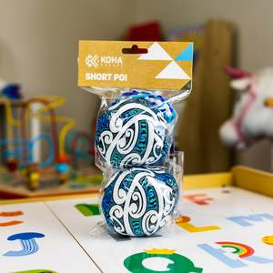 Pāua Blue Koru Poi - Short