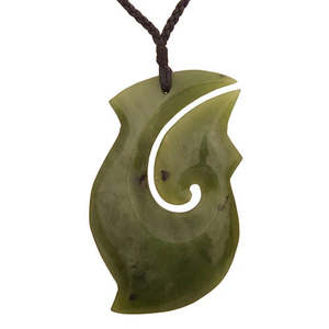 Large Pounamu Hook Pendant
