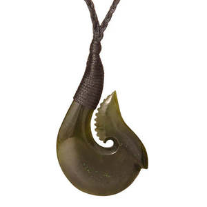 Large Bound Pounamu Hook Pendant