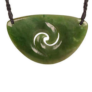 Pounamu Carvings: Pounamu Breastplate with Koru Design Pendant