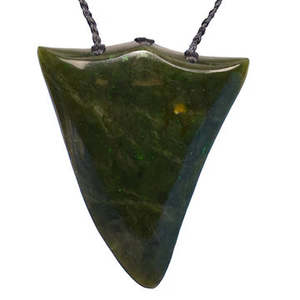 Pounamu Carvings: Large Pounamu Shark Tooth Pendant
