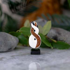 Bone Carvings: Bone Double Twist with Stain Pendant