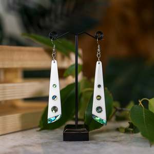 Bone Earrings with Pāua Inlay