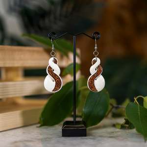 Bone Double Twist Earrings With Stain