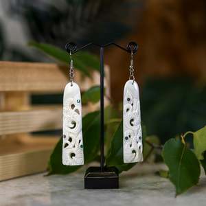 Bone Earrings: Triple Manaia Bone Earring