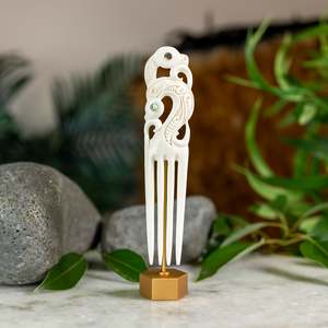 Bone Heru Comb: XL Bone Double Manaia Heru