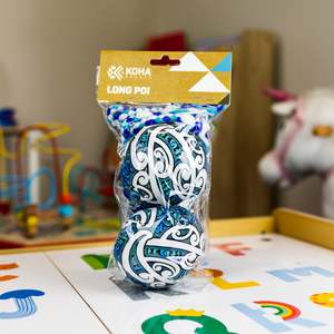 Poi: Pāua Blue Koru Poi - Long