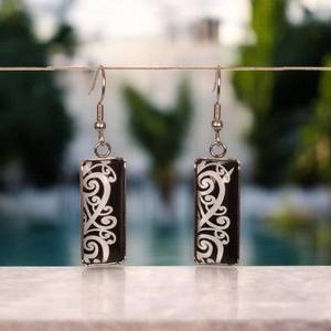 Miscellaneous Earrings: Black Kowhaiwhai Resin Earrings