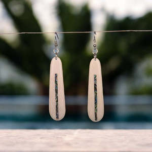 Bone Earrings: Bone Earrings with Pāua