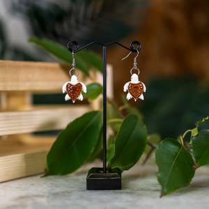 Small Boxes: Bone Turtle Design Earrings