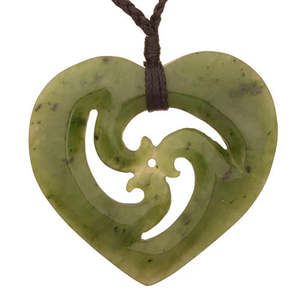 Pounamu Heart with Triple Koru Pendant