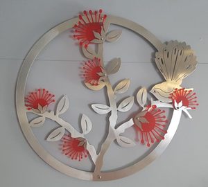 Stainless Steel Fantail Bird & Pohutukawa Tree - Xstream Profiles
