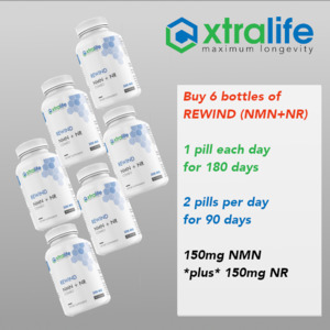 Products: 6 bottles of Rewind (NMN+NR) - Xtralife