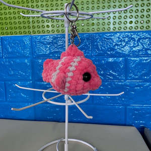 Hand Crocheted Plush Fish on Keychain
