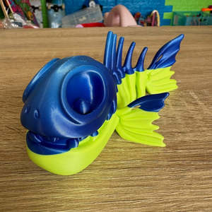 3D Printed Flexi Skeleton Fish Blue/green