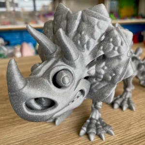 3D Printed Triceratops Skeleton Grey with glitter flecks Large