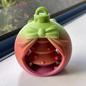 3d Printed Fidgets: 3D Printed Xmas Bauble Spinner Tree Orange/Green