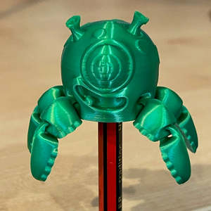 3D Printed Alien Squid Spinner Pencil Top Green