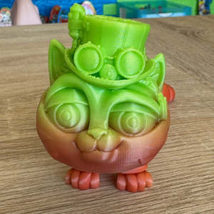 Other 3d Prints: 3D Printed Steampunk Cat Orange / Green