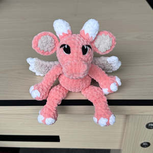 Crochet Plushies And Stuffed Animals: Hand Crocheted Baby Dragon Plushie Soft Coral
