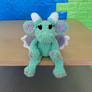Hand Crocheted Baby Dragon Plushie Soft Green