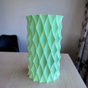 3D Printed Diamond Vase - matte green