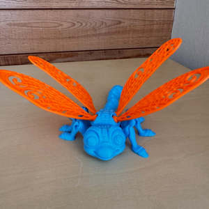 Gift Ideas 10 And Under: 3D Printed dragonfly Blue/orange wings