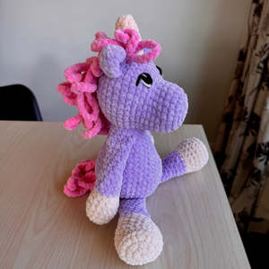 Hand Crocheted Unicorn Plushie Lilac and pink
