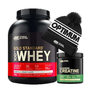 Optimum Nutrition: ON Gold Standard Whey 5lb + ON Creatine 300g+ ON Beanie