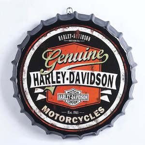 Decorative Wall Art: Harley Davidson Bottle Top Sign