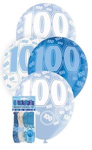 Birthday Decoration: Glitz Blue Latex Balloons - 100