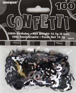 Birthday Decoration: Glitz Black & Silver 100 Confetti