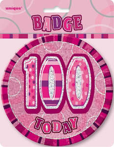 Glitz Pink Birthday Badge - 100