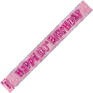 Birthday Decoration: Glitz Pink 100th Birthday Foil Banner