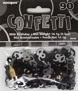 Birthday Decoration: Glitz Black & Silver 90 Confetti