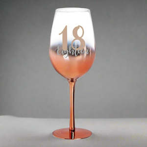 Birthday Gift: 18 ROSE GOLD OMBRE WINE GLASS 430ML