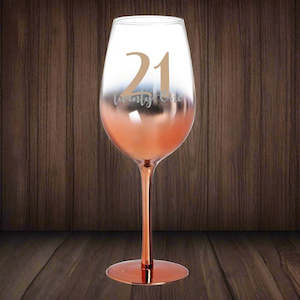 Birthday Gift: 21 ROSE GOLD OMBRE WINE GLASS 430ML